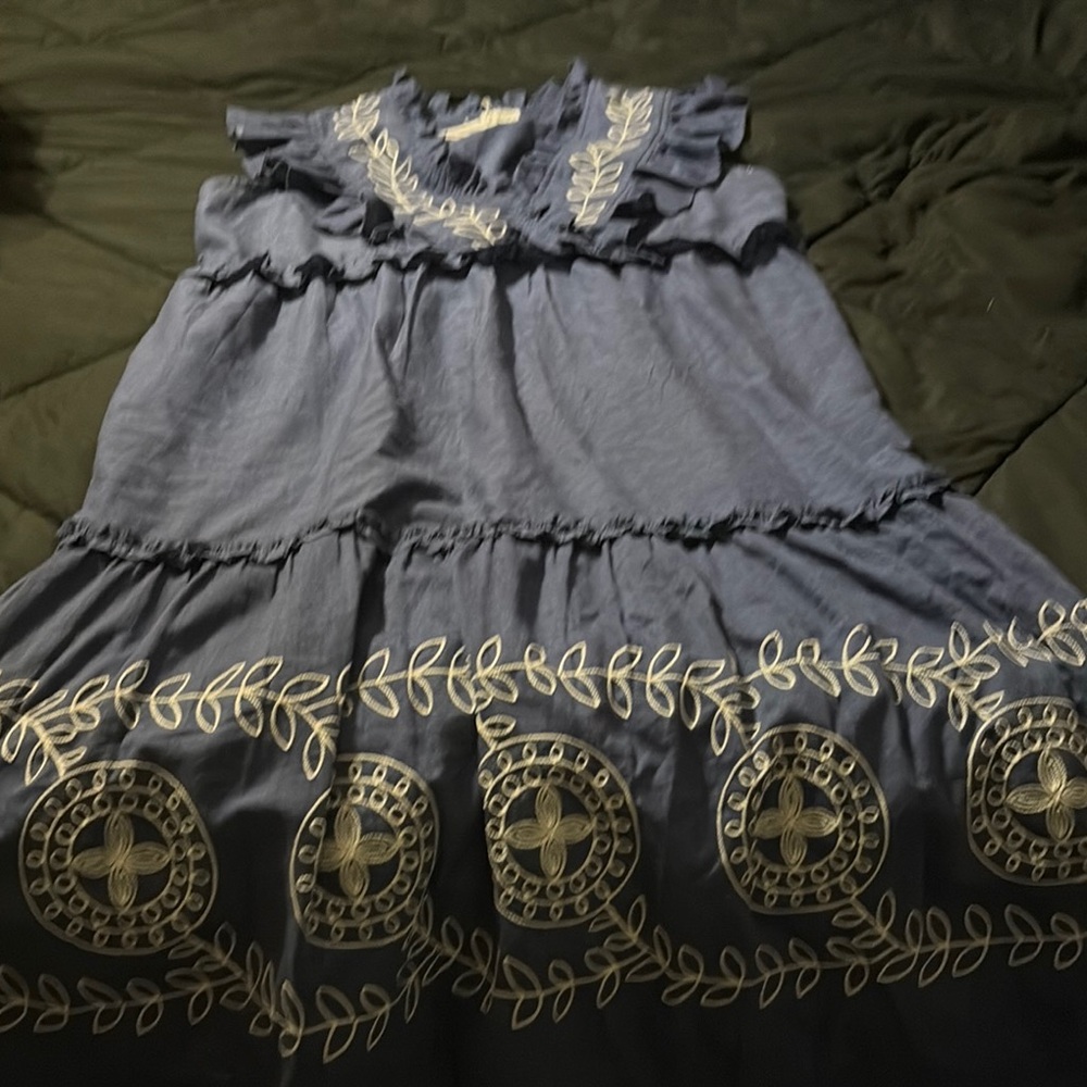 Mud Pie Blue Tiered Ruffled Sundress Scoop Neck